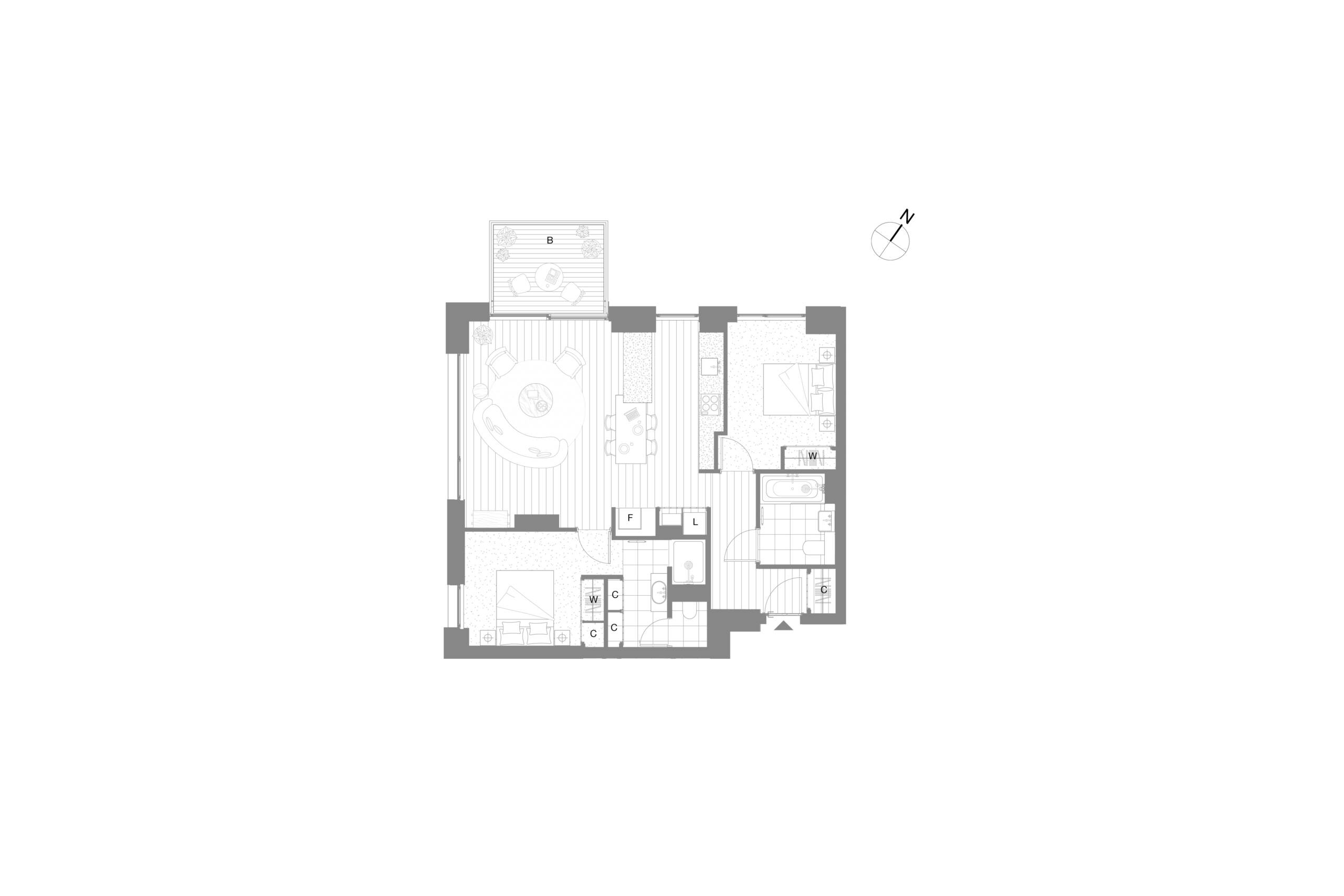 Embassy Gardens apartment 2 bed floor plan